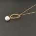 Anhänger Welle, Vierkantdraht mit beweglicher Perle, ca. 25 mm groß, mit Kettchen 45 cm, Silber goldplattiert