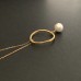 Anhänger Welle, Vierkantdraht mit beweglicher Perle, ca. 25 mm groß, mit Kettchen 45 cm, Silber goldplattiert