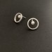 Ohrstecker Kreis mit Perle, ca. 13 mm, Silber