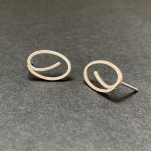 Ohrstecker geschwungenes Oval, ca. 15 mm, Silber