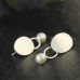 Ohrstecker ovale Platte + Oval aus Vierkantdraht mit Perle, ca. 25 mm, Silber