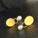 Ohrstecker ovale Platte + Oval aus Vierkantdraht mit Perle, ca. 25 mm, Silber goldplattiert