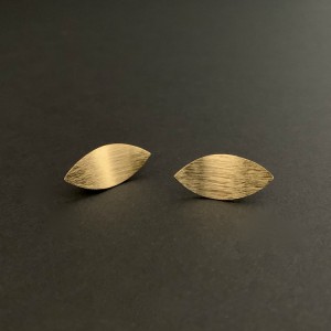 Ohrstecker Blatt, ca. 22 mm, Silber goldplattiert