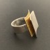 Ring 2 Quadrate versetzt, ca. 24 x 24 mm, Silber teilgoldplattiert