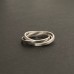 Ring, 3 Ringe geschlungen, Oberfläche mattiert, gebürstet und poliert, Silber