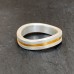 Ring Welle massiv, Rille goldplattiert, ca. 5 mm breit, Silber