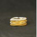Ring Set Welle, viele Kombinationsmöglichkeiten, 4 Ringe + Kettchen Lg. 45 cm, ca. 12 mm breit, 2 x Silber, 2 x goldplattiert