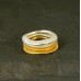 Ring Set Welle, viele Kombinationsmöglichkeiten, 4 Ringe + Kettchen Lg. 45 cm, ca. 12 mm breit, 2 x Silber, 2 x goldplattiert