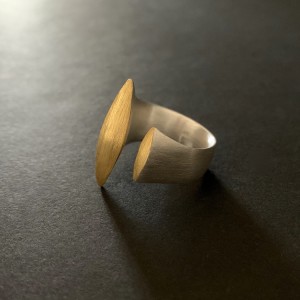Ring Ellipsen, ca. 26 mm lang, Silber teilgoldplattiert