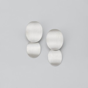 Ohrhänger ovale Platten gebogen, ca. 45 mm, Silber