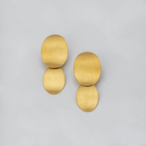 Ohrhänger ovale Platten gebogen, ca. 45 mm, Silber goldplattiert