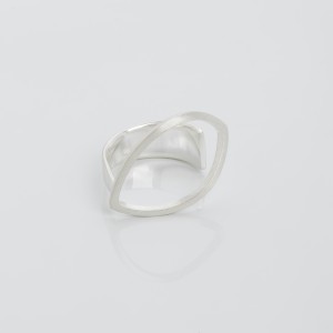 Ring Blatt, Vierkantdraht, ca. 31 mm, Silber
