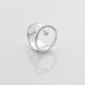 Ring Kreis mit Perle, ca. 22 mm groß, Silber