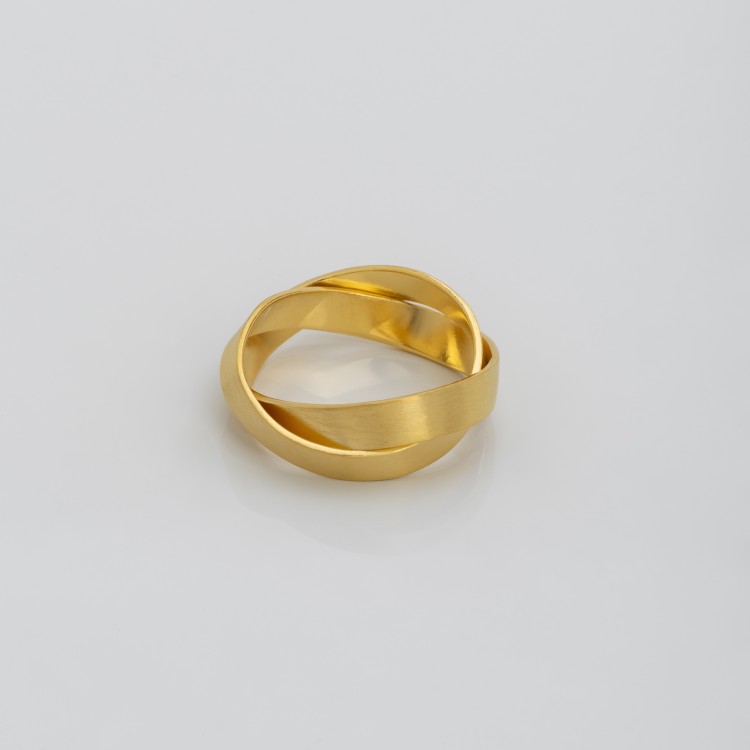 Ring geschlungen, ca. 8 mm breit, Silber goldplattiert