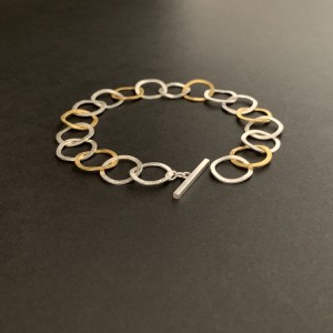 Armband gebogene Ringe, Silber teilgoldplattiert