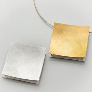 Wendeanhänger quadratisch, Größe 50 x 50  mm, Silber teilgoldplattiert