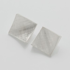 Ohrstecker 3 D Quadrat, ca.20 x 20 mm, Silber