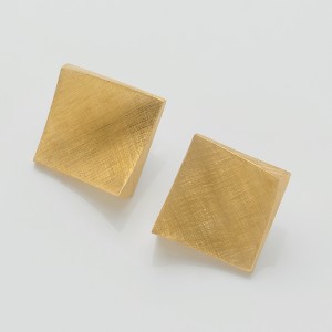 Ohrstecker Quadrat 3D, ca.20 x 20 mm, Silber goldplattiert
