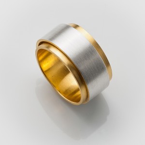 Ring doppelt, ca.12 mm, Silber innen goldplattiert