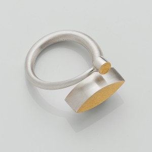 Ring Ellipse / Kreis   -   Ellipse ca.18 mm, Kreis ca. 5 mm, Silber teilgoldplattiert