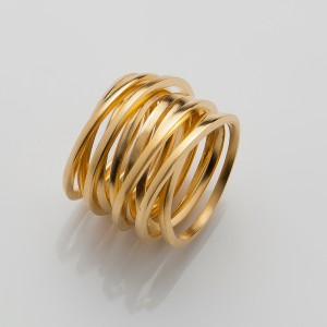 Ring Spirale, ca. 18 mm breit, 11 mal gewickelt, Silber goldplattiert